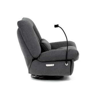 Relaxační křeslo ZELZELIV s el. ovládáním, šedá látka