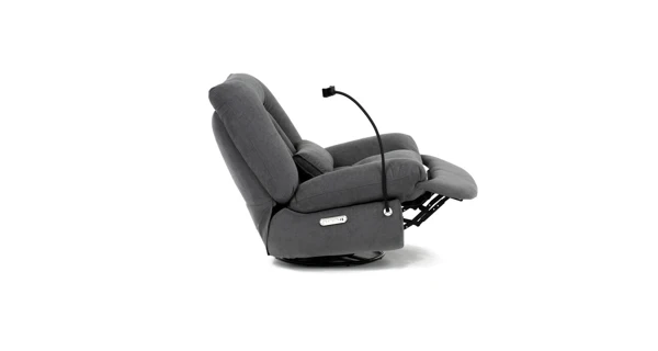 Relaxační křeslo ZELZELIV s el. ovládáním, šedá látka