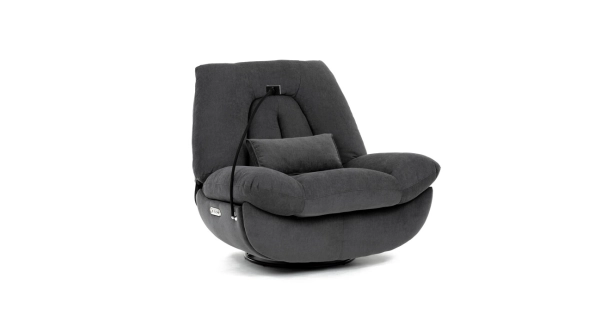 Relaxační křeslo ZELZELIV s el. ovládáním, šedá látka