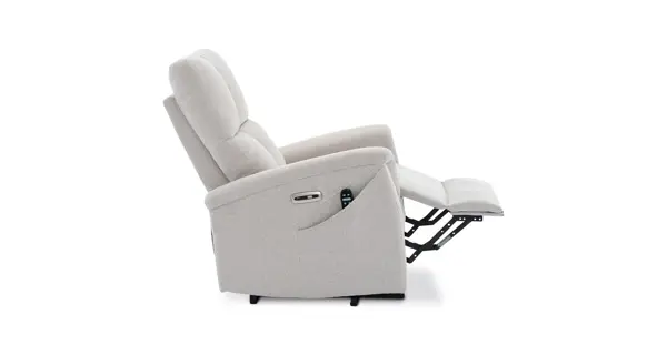 Relaxační masážní křeslo KALZELWEL s výhřevem, krémová látka