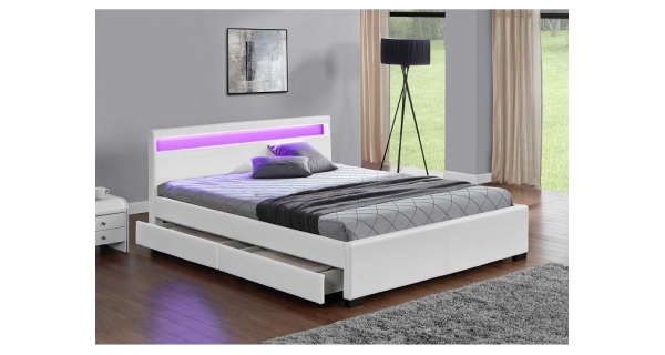 RENENUT čalouněná postel s roštem 180x200 cm, bílá
