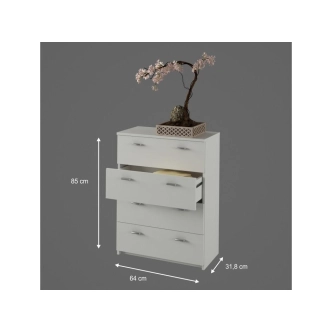 RILEY komoda 4-zásuvková, bílá