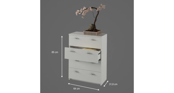 RILEY komoda 4-zásuvková, bílá