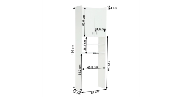 RILEY skříňka nad pračku, bílá