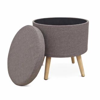 ROBAST taburet s úložným prostorem, šedá látka