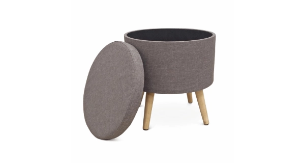 ROBAST taburet s úložným prostorem, šedá látka