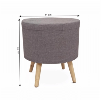 ROBAST taburet s úložným prostorem, šedá látka