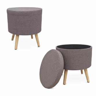 ROBAST taburet s úložným prostorem, šedá látka