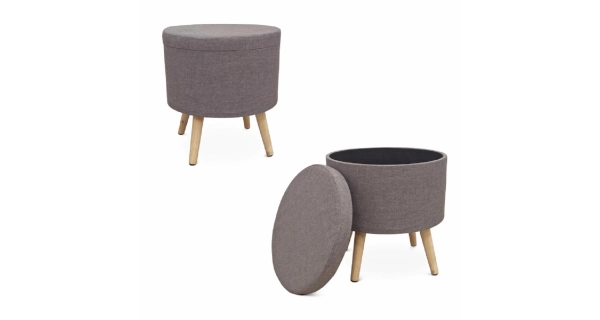 ROBAST taburet s úložným prostorem, šedá látka