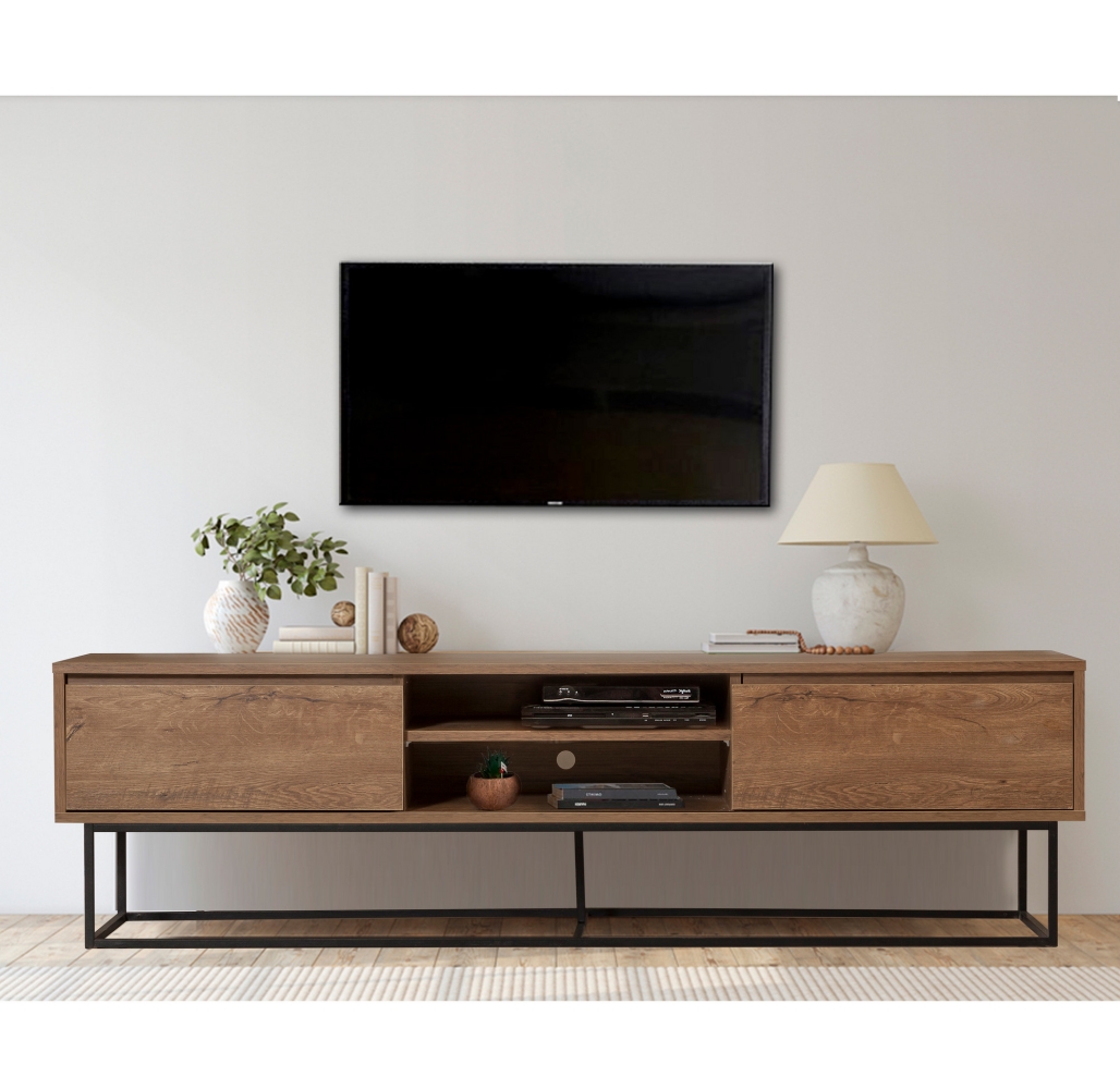 TV stolek CLIANTHA 180 cm, vlašský ořech/černá