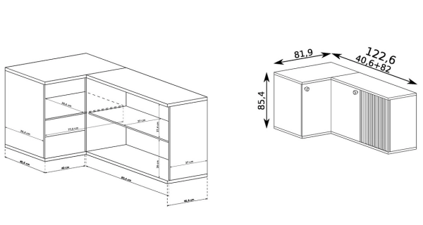 Rohová komoda FRAGILIS, dub artisan/černá