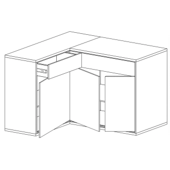 Rohová komoda IPPOLITO, dub hickory, levá