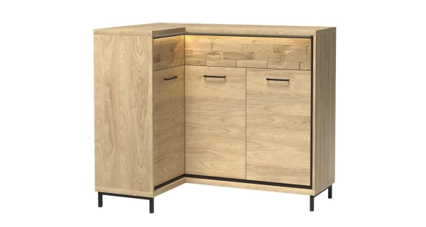 Rohová komoda IPPOLITO, dub hickory, levá