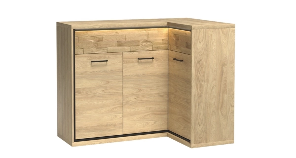 Rohová komoda IPPOLITO, dub hickory, pravá