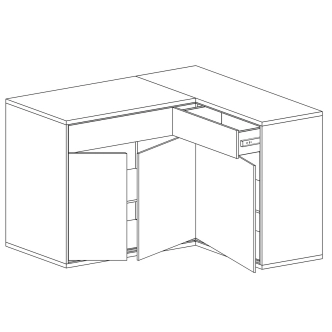 Rohová komoda IPPOLITO, dub hickory, pravá