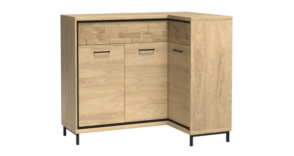 Rohová komoda IPPOLITO, dub hickory, pravá