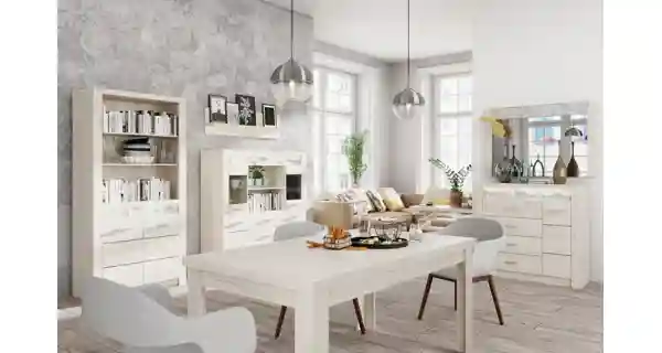 Rohová komoda SWED S15, roh vlevo, jasan bílý