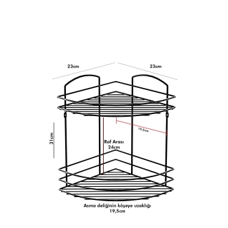 Rohová koupelnová police, černá, 31 x 32,5 cm DOPRODEJ