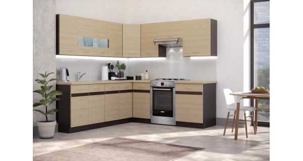 Rohová kuchyně BELISA 220x210, rijeka světlá