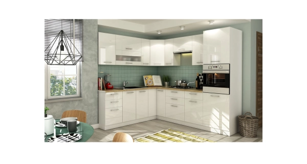 Rohová kuchyně COLBY 215x250 cm, bílý lesk