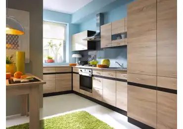 Rohová kuchyně JAMISON 160x380 cm, korpus wenge/dvířka dub sonoma