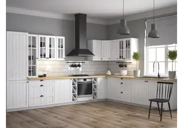 Rohová kuchyně MISAEL 390x250 cm, borovice andersen