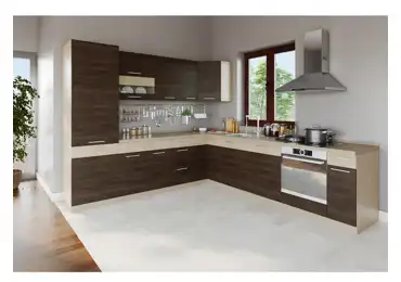 Rohová kuchyně RUTHIN 275x300, rijeka tmavá