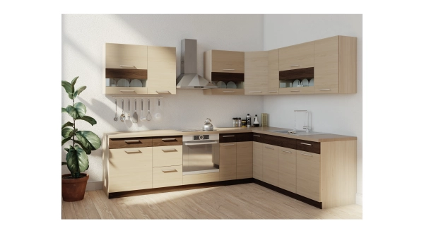 Rohová kuchyně RUTHIN 285x210, rijeka světlá