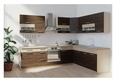 Rohová kuchyně RUTHIN 285x210, rijeka tmavá