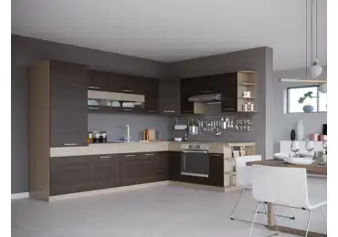 Rohová kuchyně RUTHIN 290 x 210 cm, rijeka tmavá