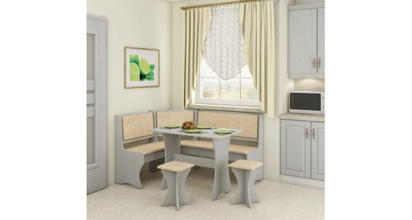 Rohová lavice BUREWALA, craft bílý/látka Monaco, 5 let záruka