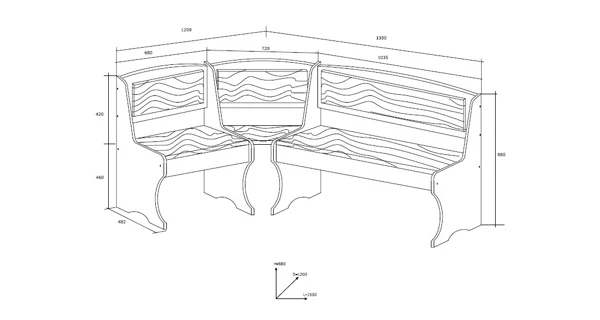 Rohová lavice BUREWALA, olše/látka Monaco