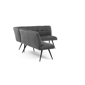 Rohová lavice FENYORHAL, šedá látka, černý kov