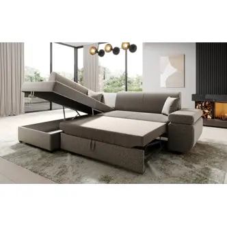 Rohová rozkládací sedačka ADRIANOPOLI, levá, tmavě šedá