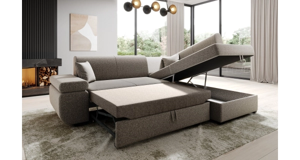 Rohová rozkládací sedačka ADRIANOPOLI, pravá, starorůžová