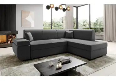 Rohová rozkládací sedačka ADRIANOPOLI, pravá, tmavě šedá