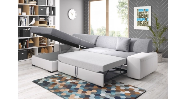 Rohová rozkládací sedačka ANTIOCHIE, levá, cihlová/černá