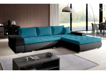 Rohová rozkládací sedačka COLORITO 7, tyrkysová/černá