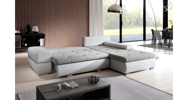 Rohová rozkládací sedačka COLORITO MINI 13, černošedá/černá