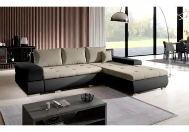 Rohová rozkládací sedačka COLORITO MINI 3, béžová/černá