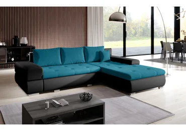 Rohová rozkládací sedačka COLORITO MINI 7, tyrkysová/černá