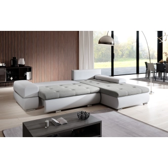 Rohová rozkládací sedačka COLORITO MINI 8, světle šedá/bílá