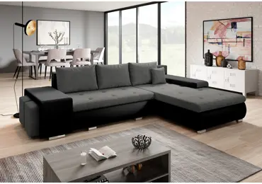 Rohová rozkládací sedačka COLORITO MINI T 11, šedá/černá