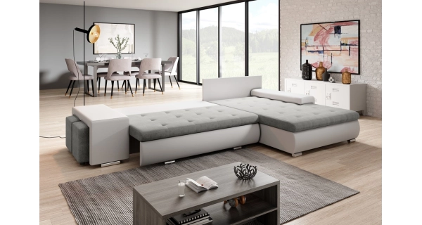 Rohová rozkládací sedačka COLORITO T 11, šedá/černá