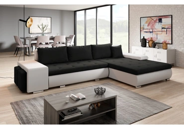 Rohová rozkládací sedačka COLORITO T 12, černošedá/bílá