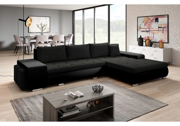 Rohová rozkládací sedačka COLORITO T 13, černošedá/černá