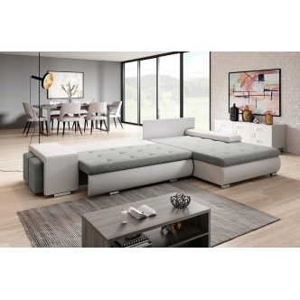 Rohová rozkládací sedačka COLORITO T 9, světle šedá/černá