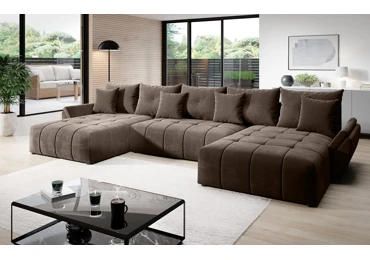 Rohová rozkládací sedačka do U JORDAN, hnědá