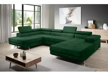 Rohová rozkládací sedačka do U SINGER, levá, zelená