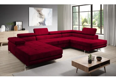 Rohová rozkládací sedačka do U SINGER, pravá, červená